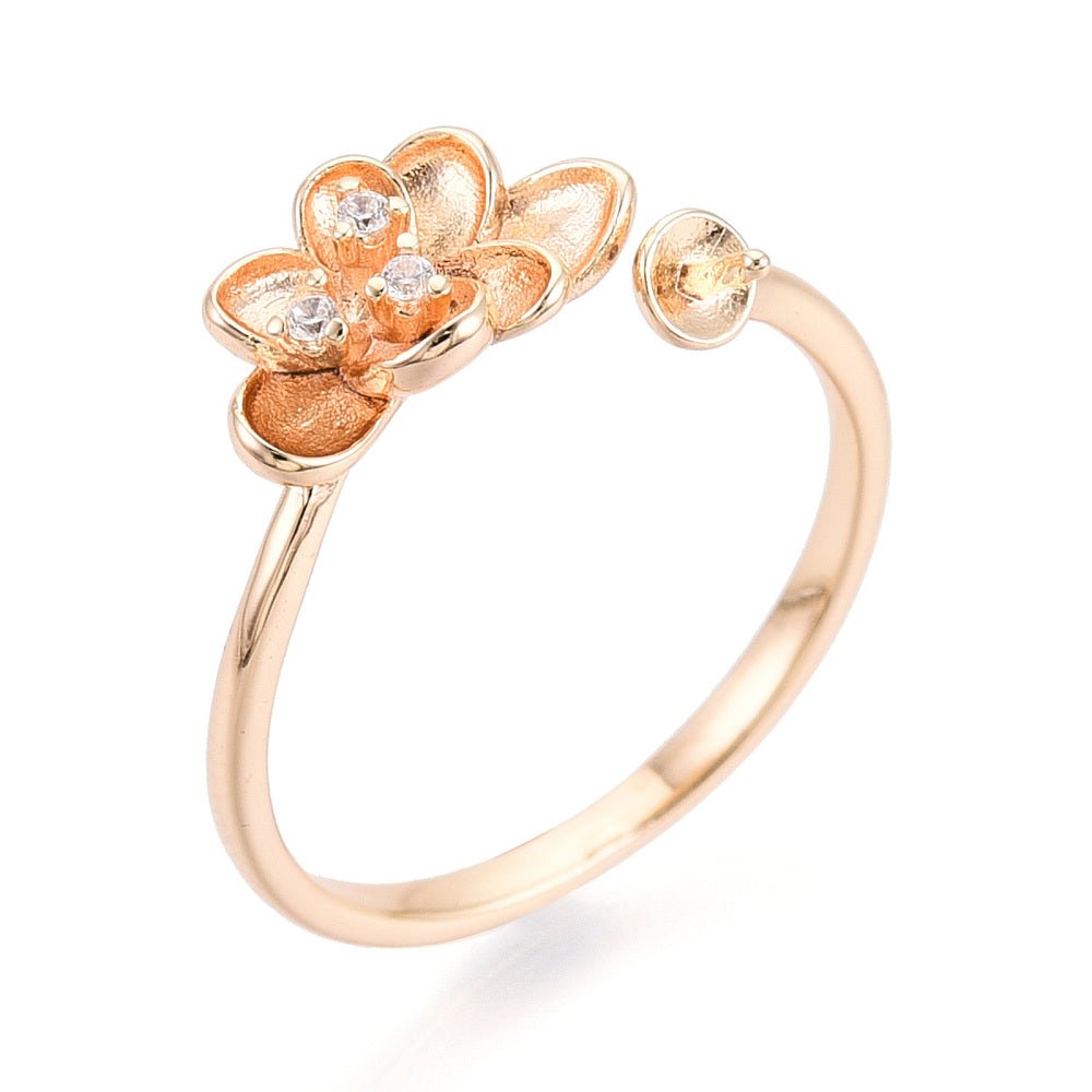 Justerbar Ring Med Zirkonia Sten – Til Topboret Perle - Uniq Perler -