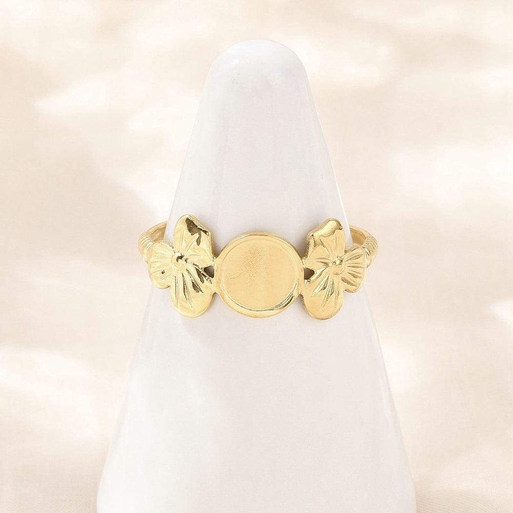 Justerbar Ring Til Pålimning Af Cabochon – 18K Forgyldt Stål (9mm) - Uniq Perler - 116178