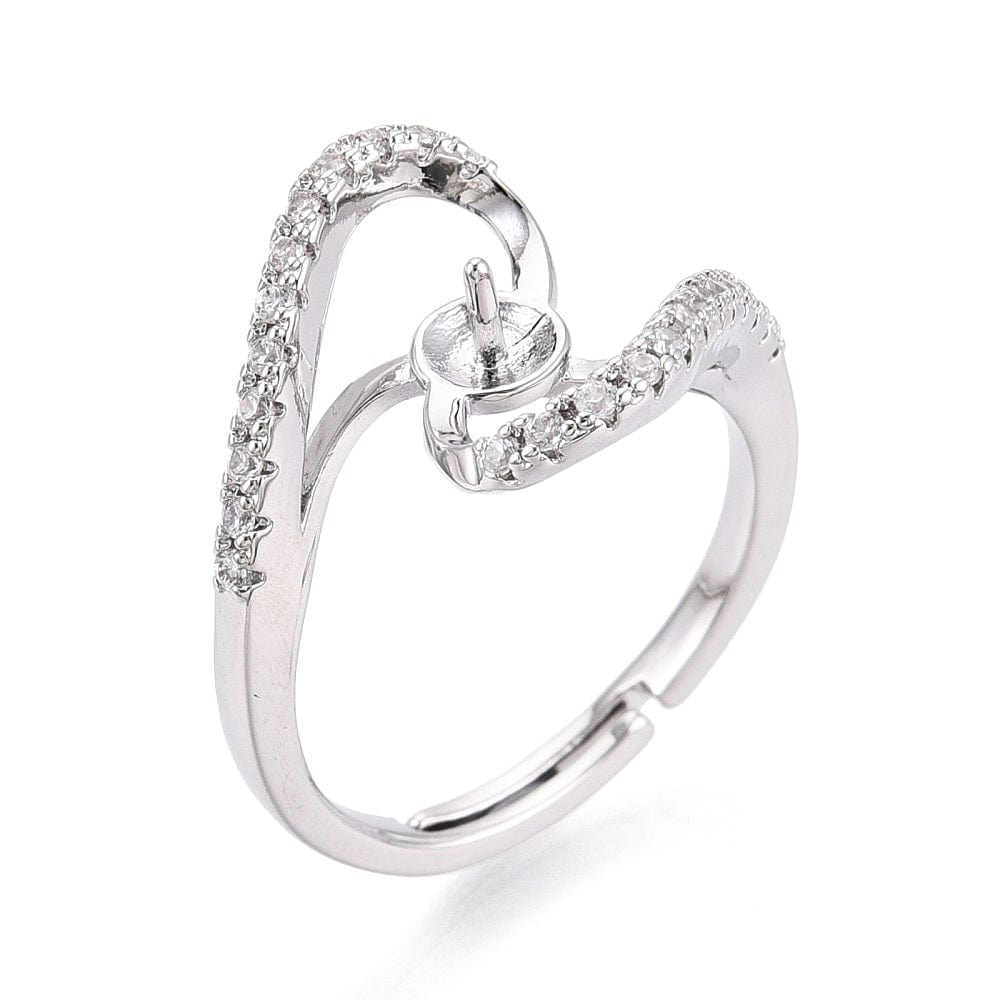 Justerbar Ring Til Top/anboret Perle - Platin Farvet (16 - 19mm) - Uniq Perler - 115933