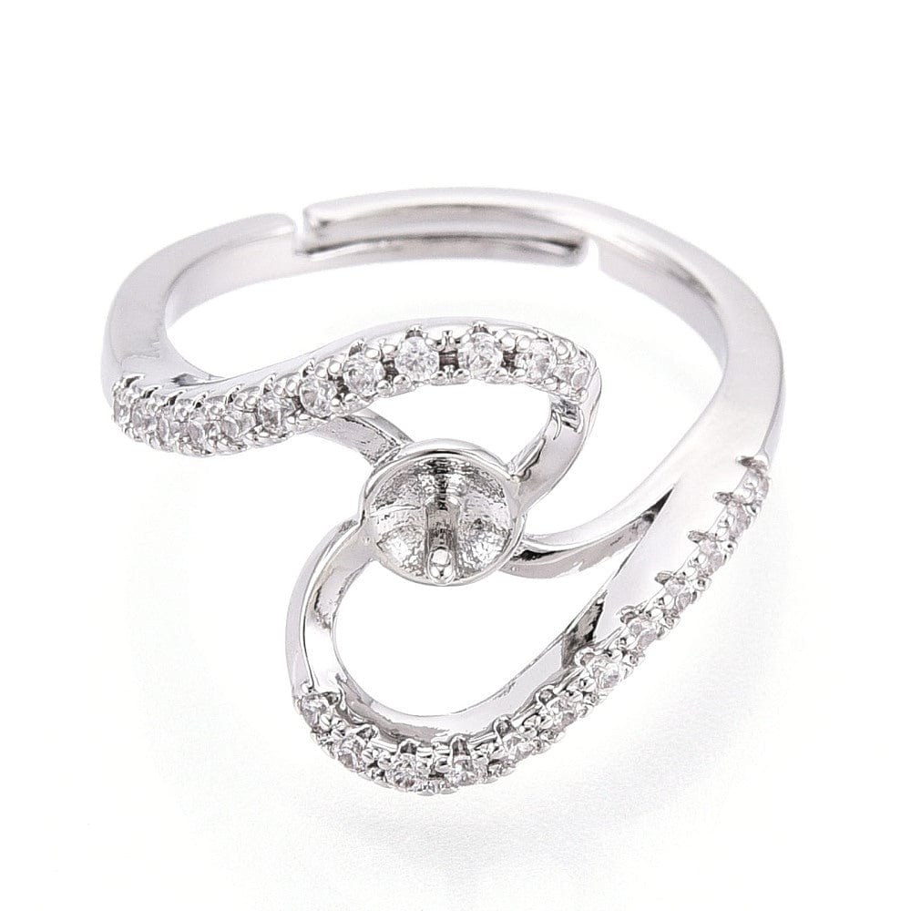 Justerbar Ring Til Top/anboret Perle - Platin Farvet (16 - 19mm) - Uniq Perler - 115933