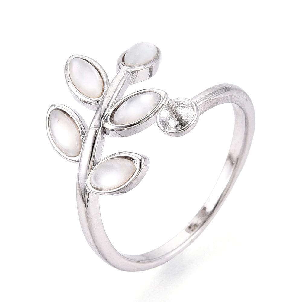 Justerbar Ring Til Top/anboret Perle - Platin Farvet (16 - 19mm) - Uniq Perler - 115934