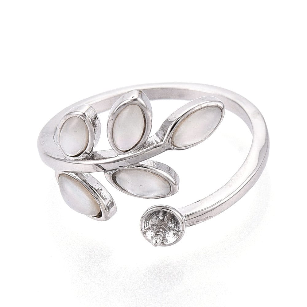 Justerbar Ring Til Top/anboret Perle - Platin Farvet (16 - 19mm) - Uniq Perler - 115934