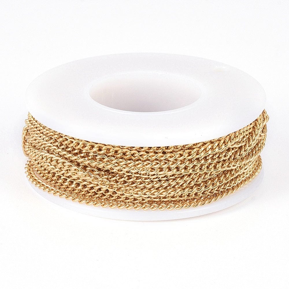 Kæde, Forgyldt Stål, 2,3x1,8x0,5mm - Uniq Perler - 103109