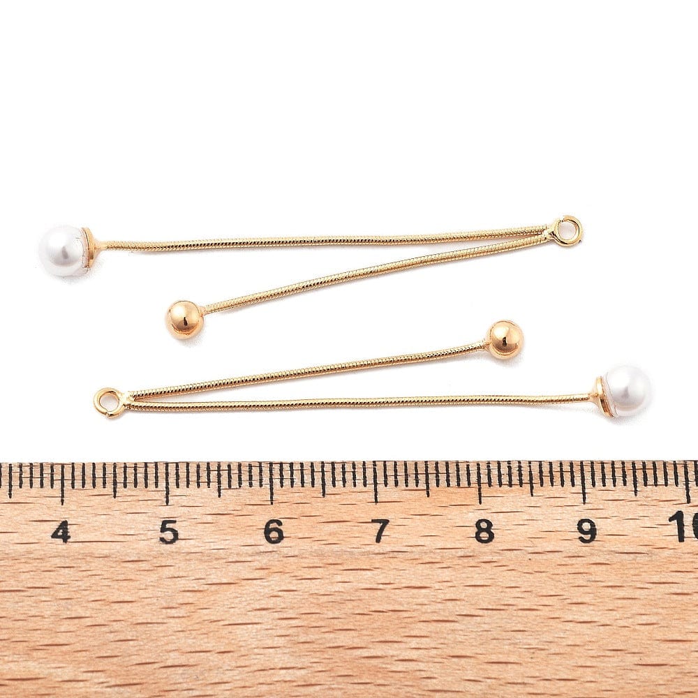 Kæde Vedhæng Med 2x Perler – 18K Forgyldt (53mm) - Uniq Perler - 115479