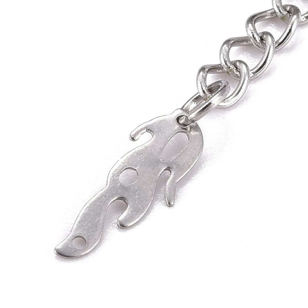 Kædeforlænger Med Fjer – Stål (65–69mm, 5 Stk) - Uniq Perler - 114803