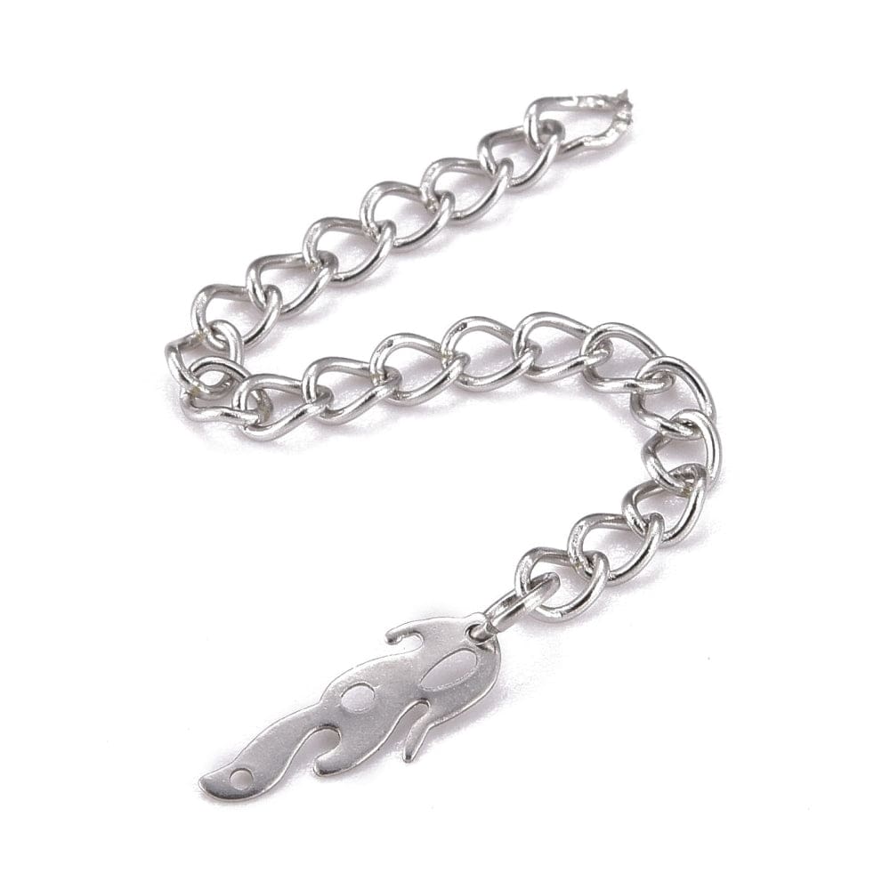 Kædeforlænger Med Fjer – Stål (65–69mm, 5 Stk) - Uniq Perler - 114803