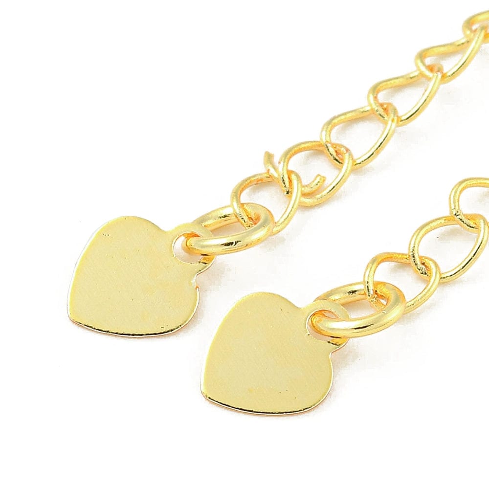 Kædeforlænger Med Hjerte – Forgyldt Messing (56mm, 4 Stk) - Uniq Perler - 113589