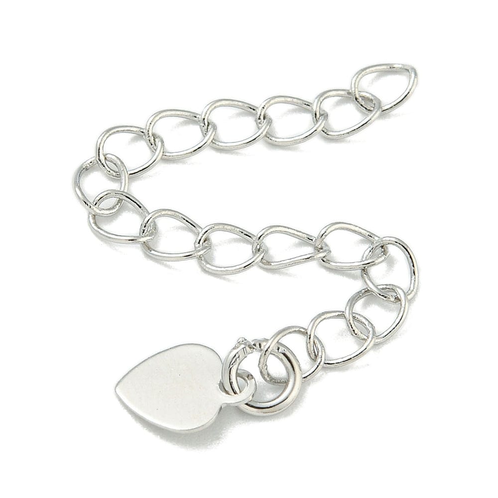 Kædeforlænger Med Hjerte – Langtidsholdbar Platinbelægning (56mm, 4 Stk) - Uniq Perler - 113588