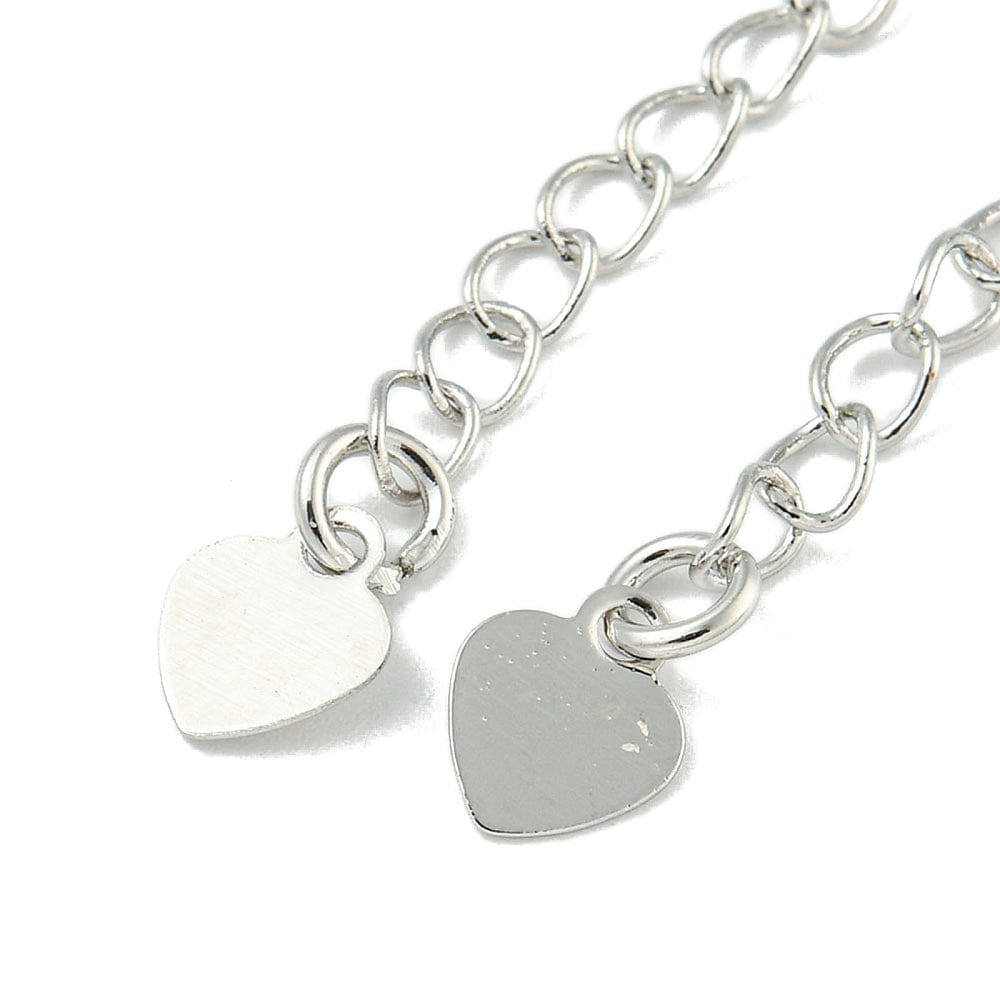 Kædeforlænger Med Hjerte – Langtidsholdbar Platinbelægning (56mm, 4 Stk) - Uniq Perler - 113588