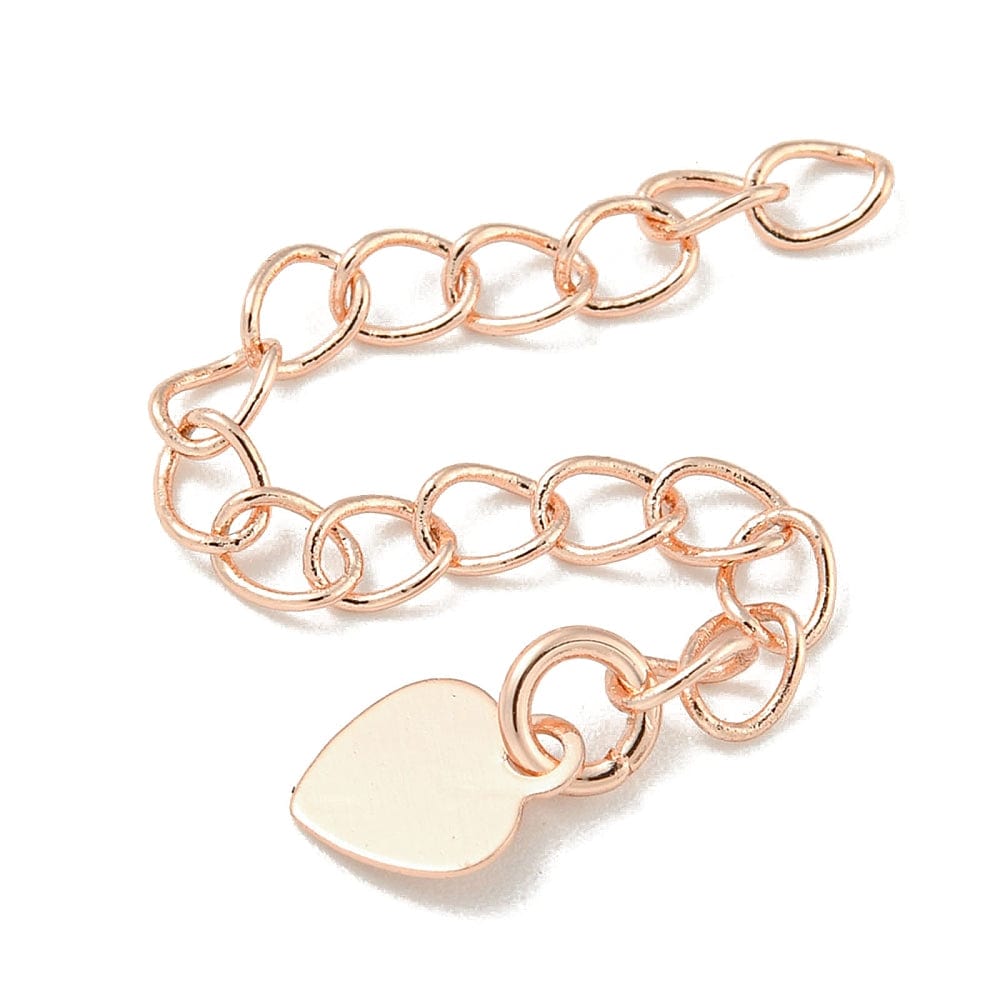 Kædeforlænger Med Hjerte – Rosa Forgyldt (56mm, 4 Stk) - Uniq Perler - 113590