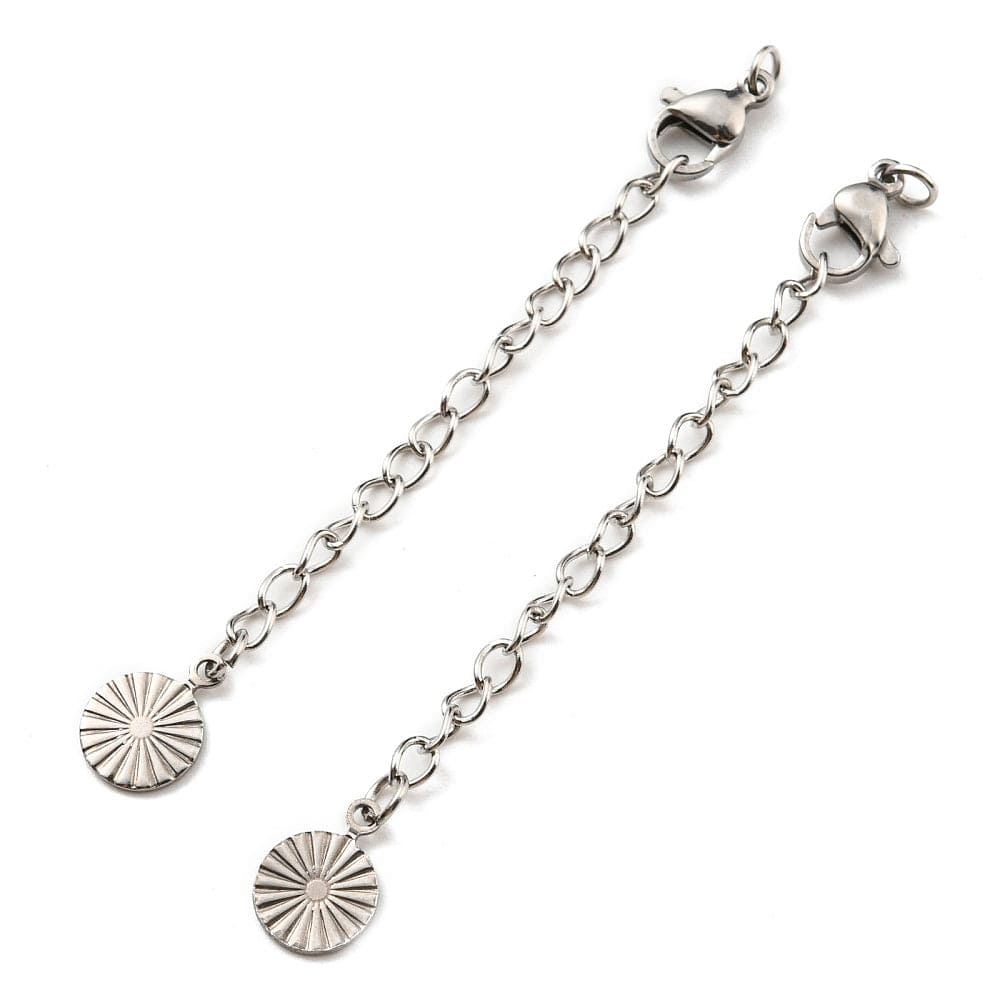 Kædeforlænger Med Vedhæng Inkl. Karabin Lås, Stål, (4 Stk) - Uniq Perler - 1111490380