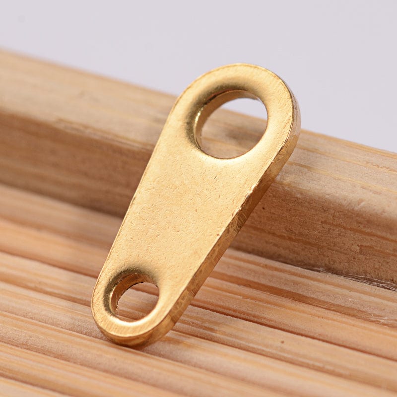 Kædeforlænger/Tabs – Vandfast Forgyldt Stål (12.5x5.5mm, 6 Stk) - Uniq Perler - 113766