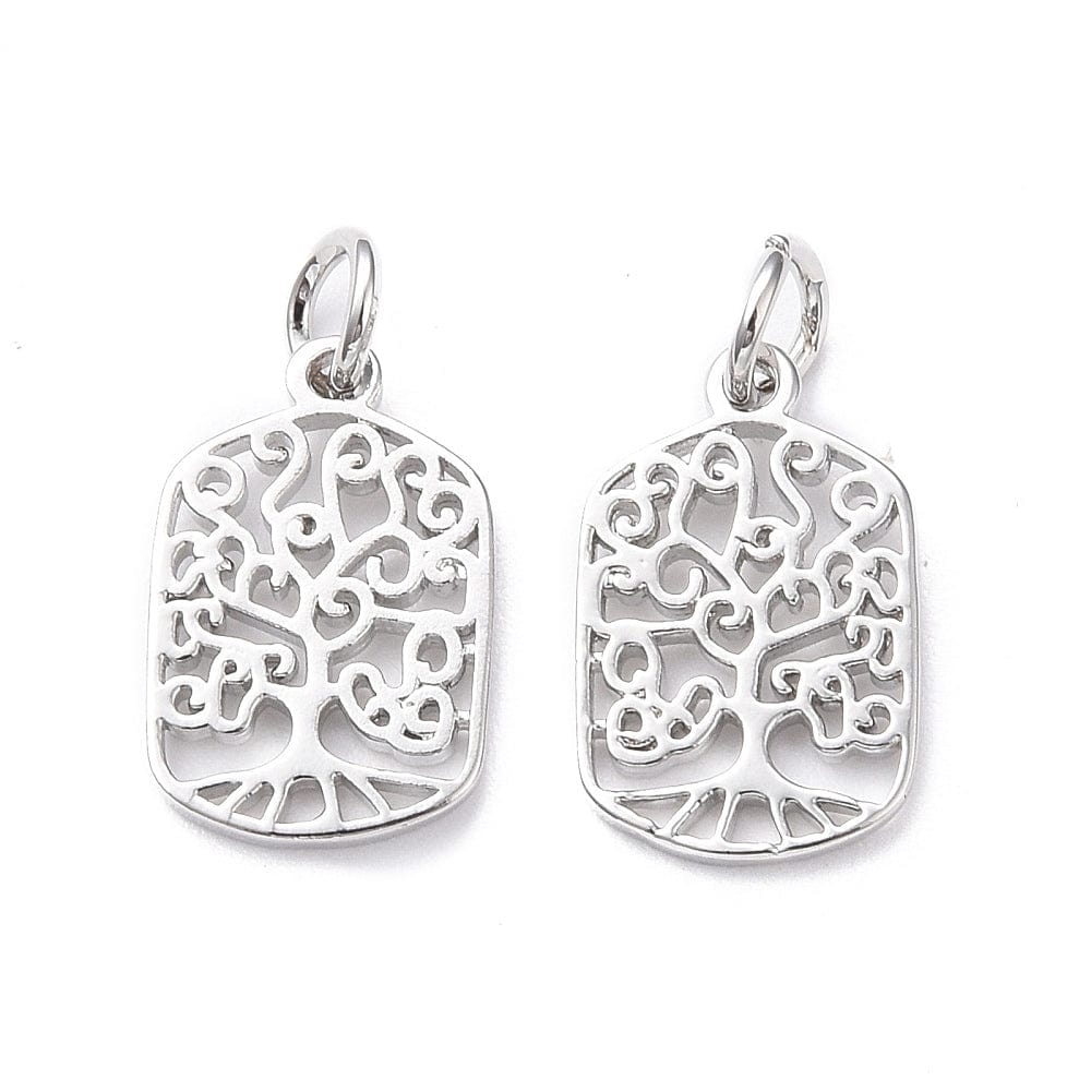 Kantet Charms Med Livets Træ, 4 Stk. - Uniq Perler - 0000014889394