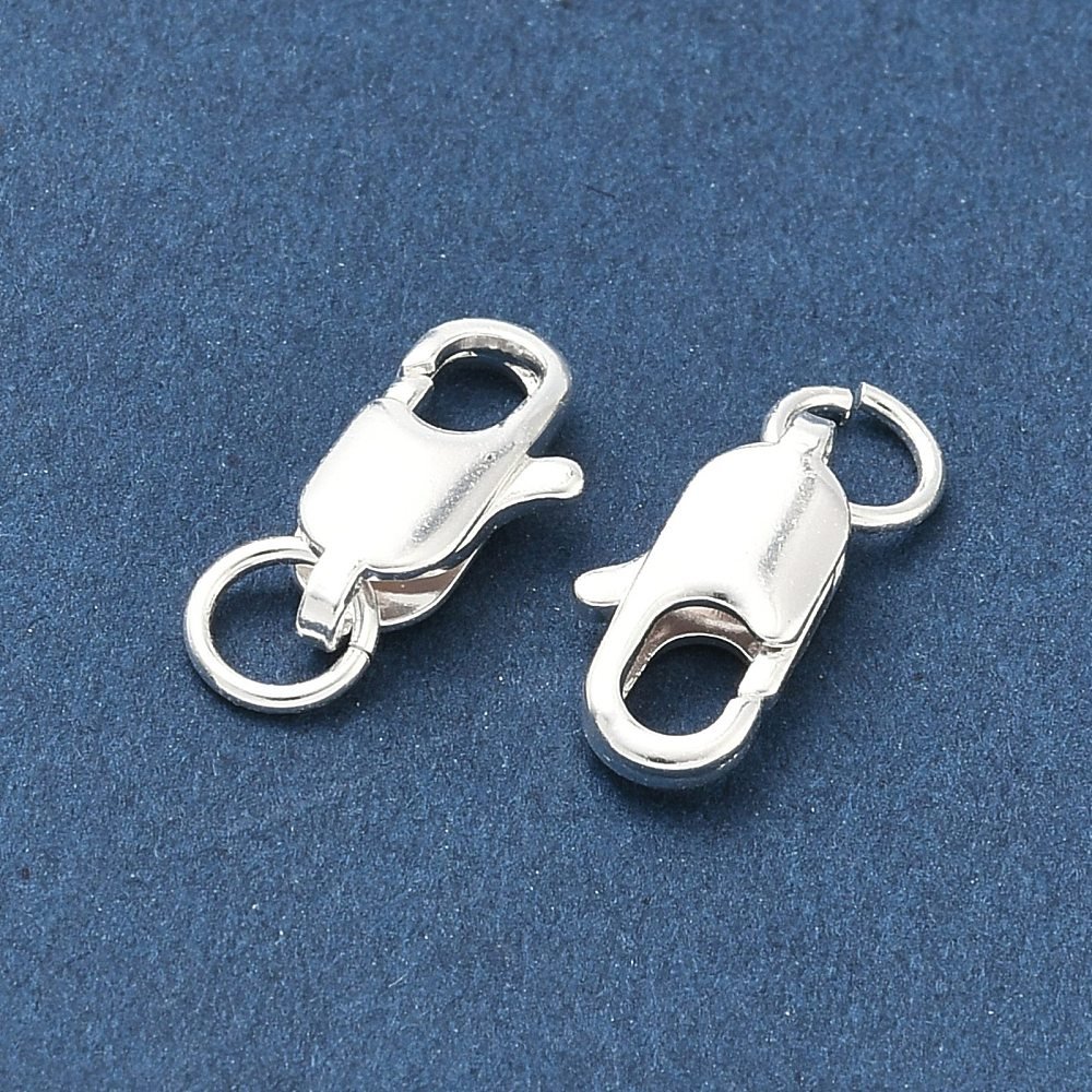 Karabinlås Med Øsken – Langtidsholdbar 925 Sterling Sølv Belagt Messing (12x6mm) - Uniq Perler - 119625