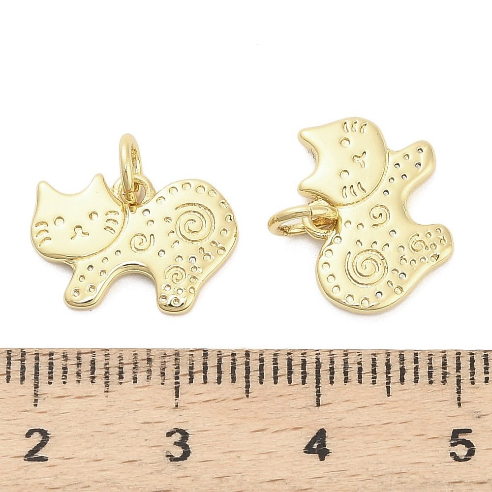 Katincl. øsken, Langtidsholdbar Forgyldning (11.5x15x1.5mm) - Uniq Perler -