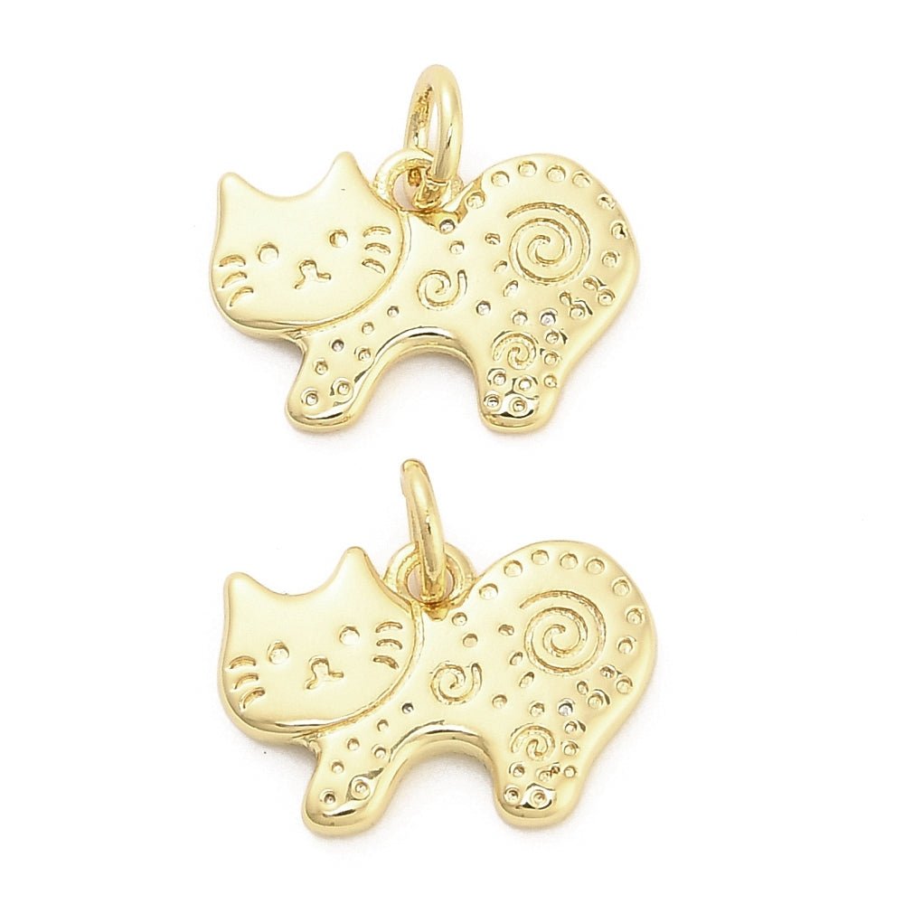 Katincl. øsken, Langtidsholdbar Forgyldning (11.5x15x1.5mm) - Uniq Perler -