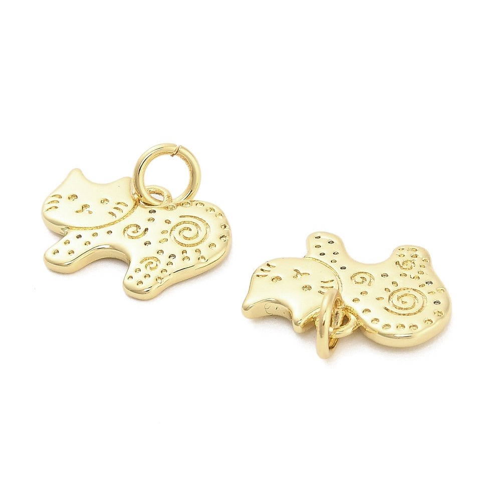 Katincl. øsken, Langtidsholdbar Forgyldning (11.5x15x1.5mm) - Uniq Perler -