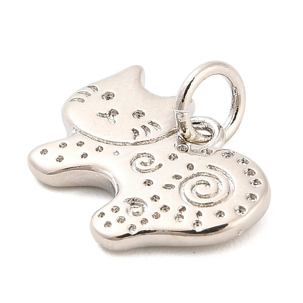 Katincl. øsken, Langtidsholdbar Platinfarve (11.5x15x1.5mm) - Uniq Perler -