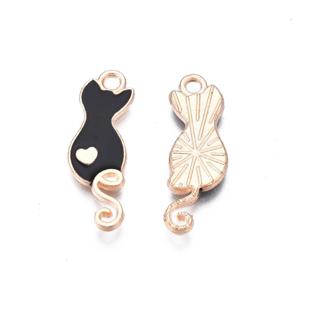 Katte Vedhæng Med Hvid Emalje, 24x8,5x2mm, 10 Stk - Uniq Perler - 0000014804