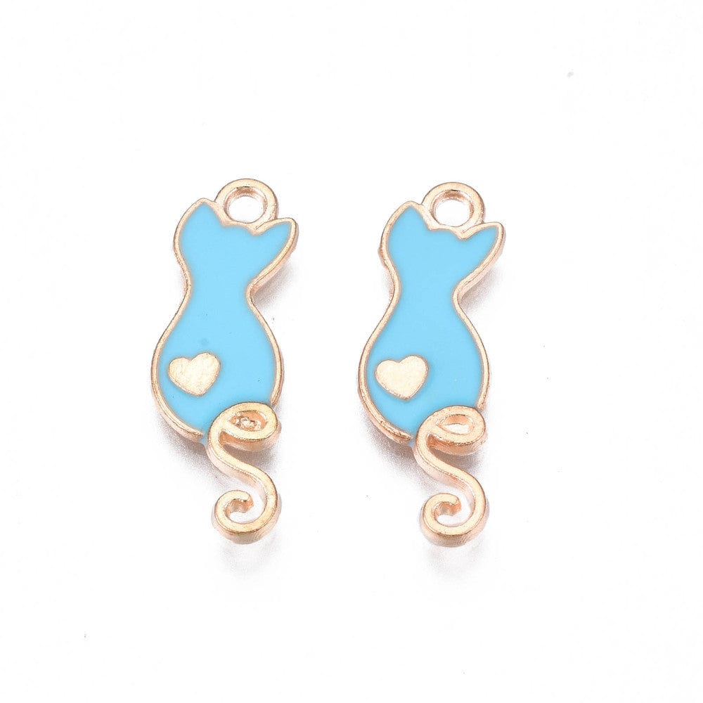 Katte Vedhæng Med turkis Emalje, 24x8,5x2mm, 10 Stk. - Uniq Perler - 642139