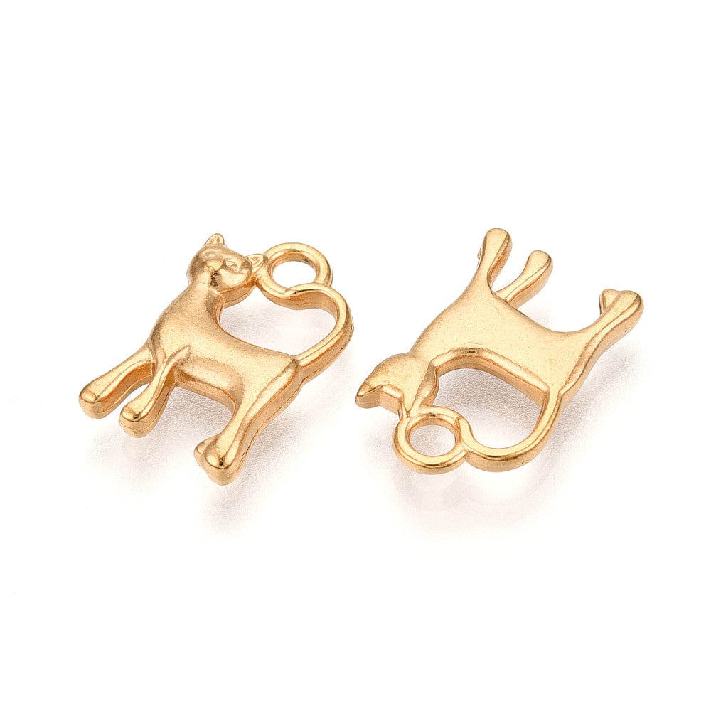 Katte Vedhæng – Vandfast, 18K Forgyldt Stål (17x11mm) - Uniq Perler - 114998