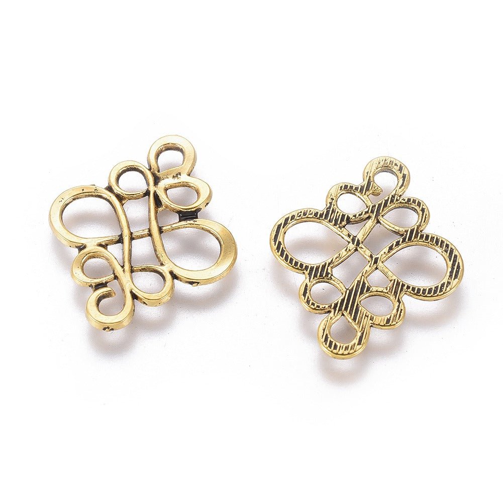 Kinesisk Knude Connector i Tibetansk Stil – Antik Gylden (22mm) 10 stk. - Uniq Perler - 117018