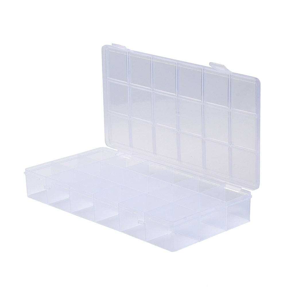 Klar Opbevaringskasse Med Inddeling - 18 Rum (21x11x3cm) - Uniq Perler - 112429