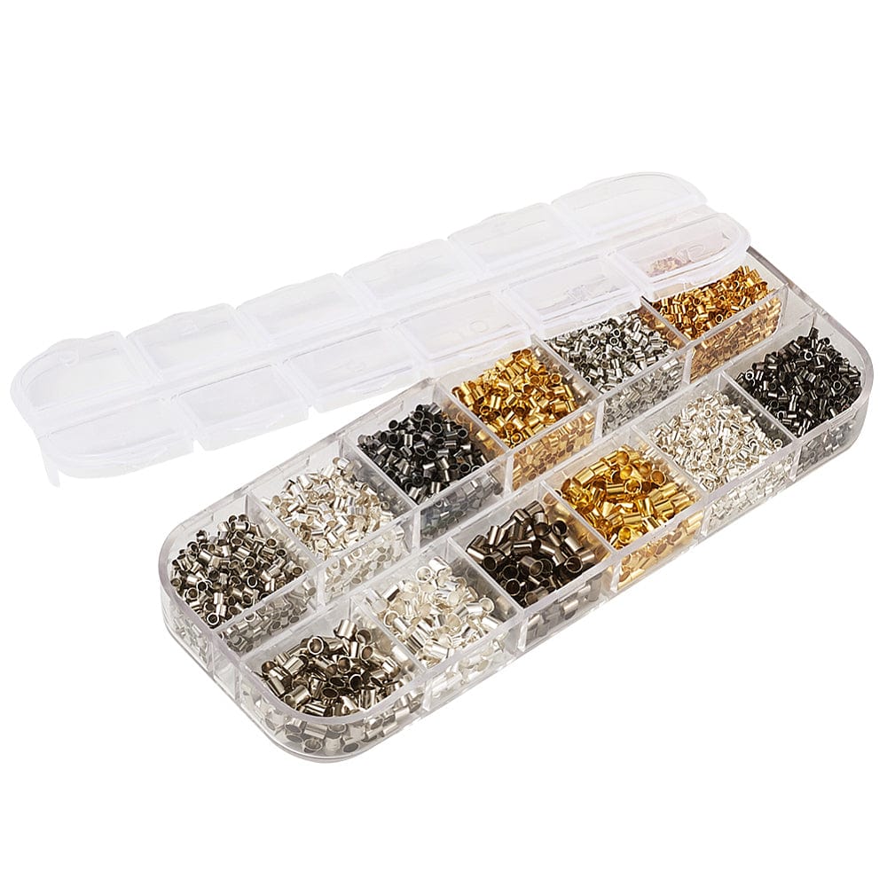 Klemmeperler - Assorteret Farver (1,5 - 3x1,5 - 3mm) 6600 Stk - Uniq Perler - 115285