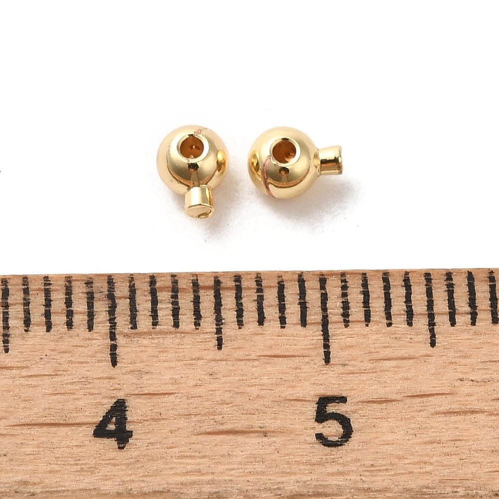 Crimp beads – Long-lasting 18K Gold-plated Brass, Round (4.5x3.5x3mm) 10 pcs.