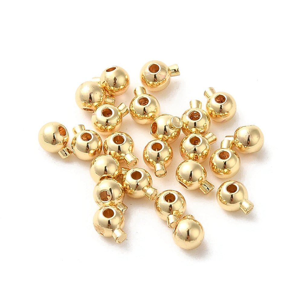 Crimp beads – Long-lasting 18K Gold-plated Brass, Round (4.5x3.5x3mm) 10 pcs.