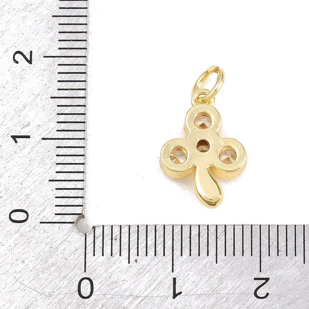 Kløver Vedhæng Med Zirkonia – 18K Forgyldt Messing (14,5x10x3,5mm) - Uniq Perler - 120946