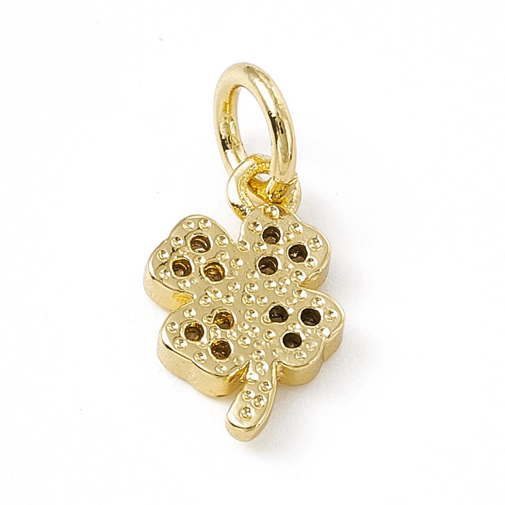 Kløver Vedhæng Med Klare Zirkonia Sten, 18K Forgyldt, 11x6,5mm - Uniq Perler - 659490