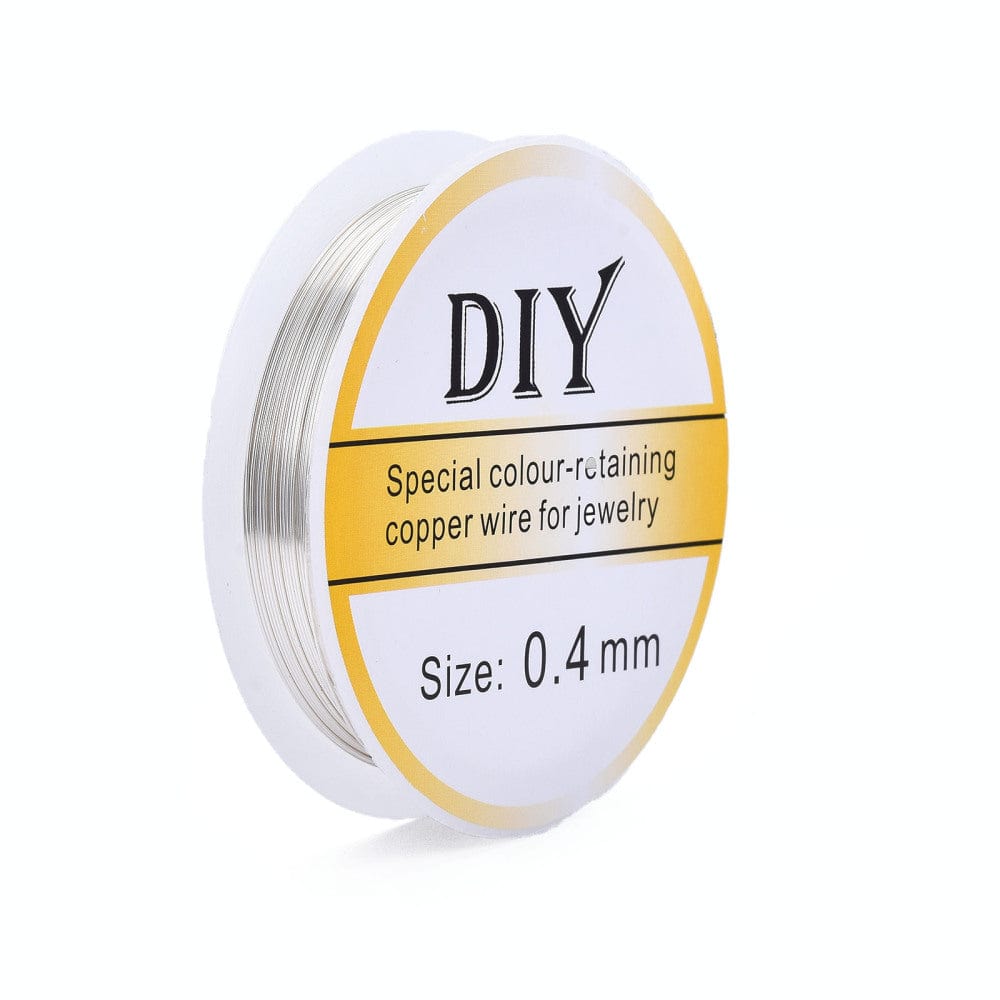 Kobber Wire – Langtidsholdbar Forsølvning (0,4mm), 10m - Uniq Perler - 113405