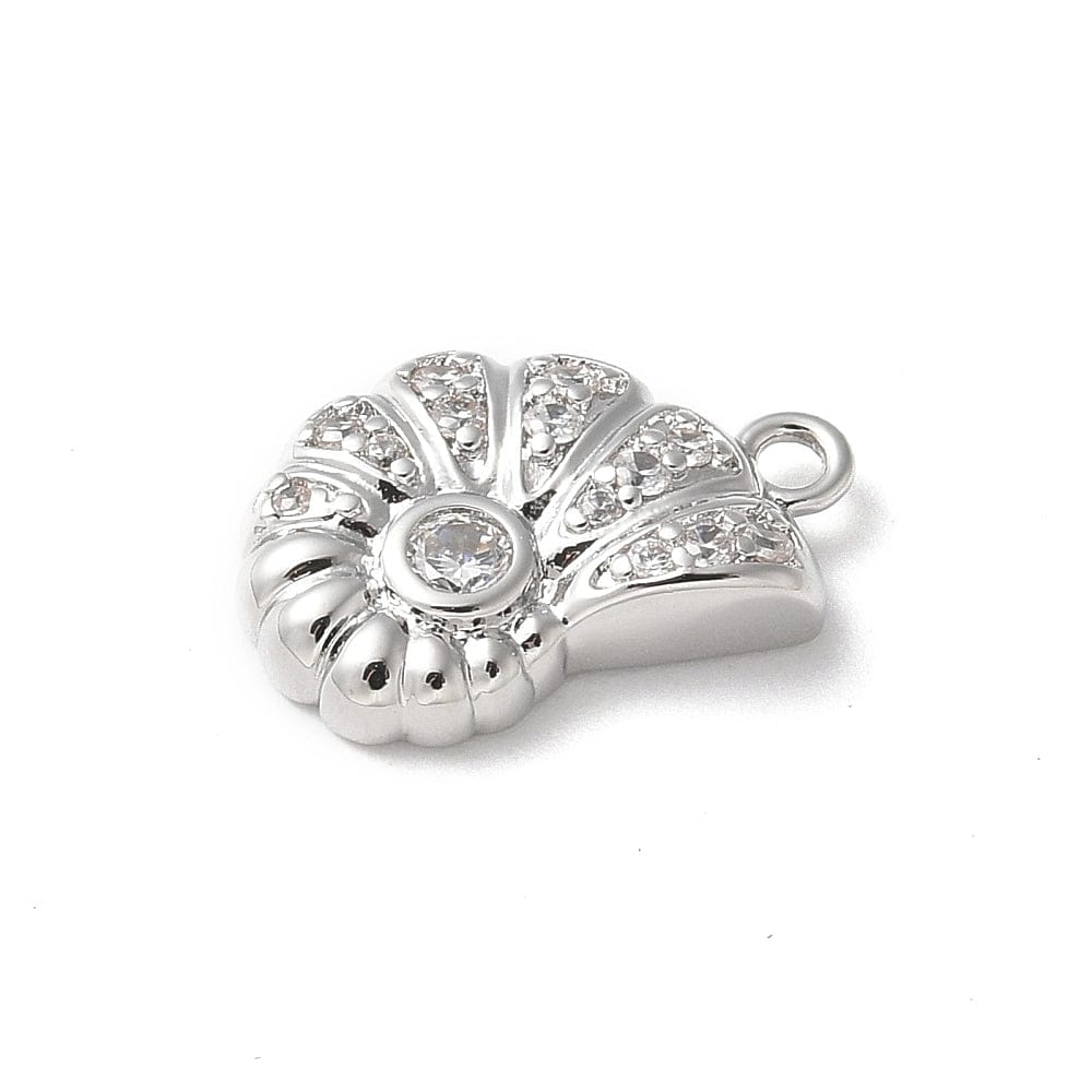 Konkylie Vedhæng Med Zirkonia Sten, Langtidsholdbar Belægning, (9,5x14,5mm) - Uniq Perler - 796840