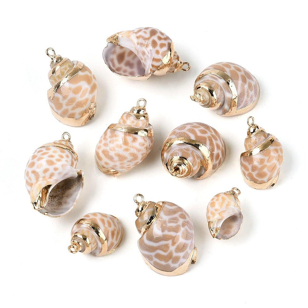 Konkylie Vedhæng – Natur (19.5–30.5mm, 4 stk) - Uniq Perler - 117816