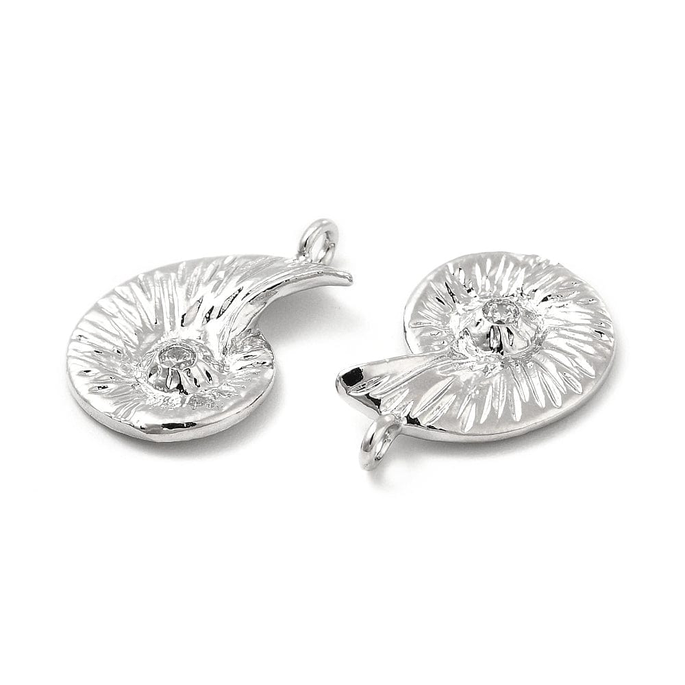 Konkylie Vedhæng, Platin Farvet, (11x17mm) - Uniq Perler - 111445