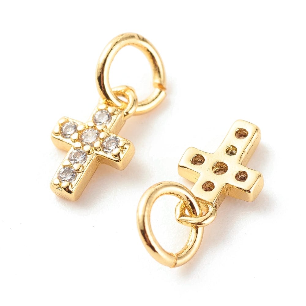 Kors Med Flotte Zirkonia Sten, 18K Forgyldt, 8,5mm - Uniq Perler - 0001489066