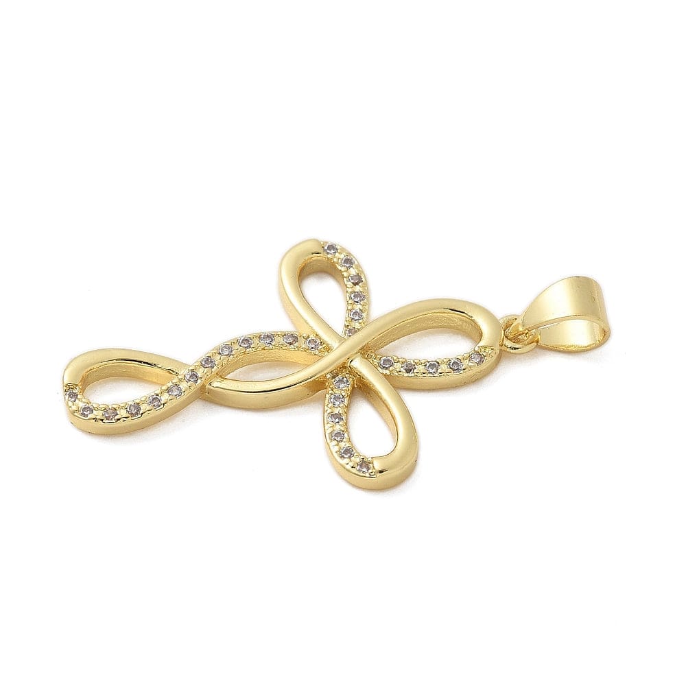 Kors Med Zirkonia Sten, 18K Langtidsholdbar Forgyldt, 19x30mm - Uniq Perler - 437847