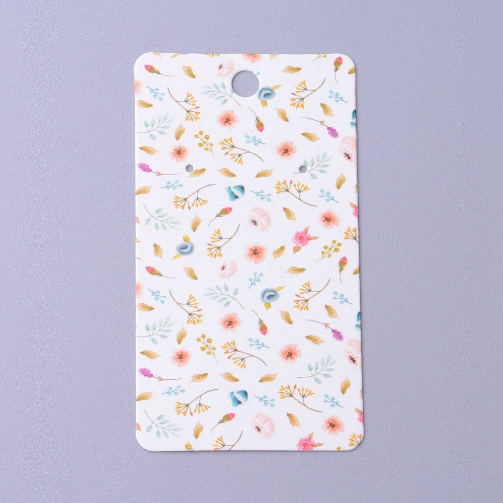 Kort Display Til Øreringe - Hvid, Blomstret (9x5cm), 100 stk - Uniq Perler - 115828