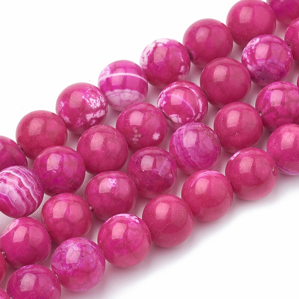 Krakeleret Agat Perler – Runde Fuchsia (10~11mm) - Uniq Perler -