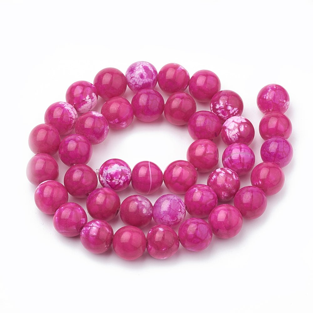 Krakeleret Agat Perler – Runde Fuchsia (10~11mm) - Uniq Perler -