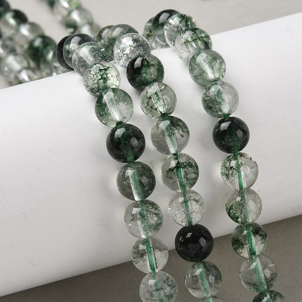 Krakeleret Kvartsperler – Farvet Grøn (8mm) - Uniq Perler - 115773