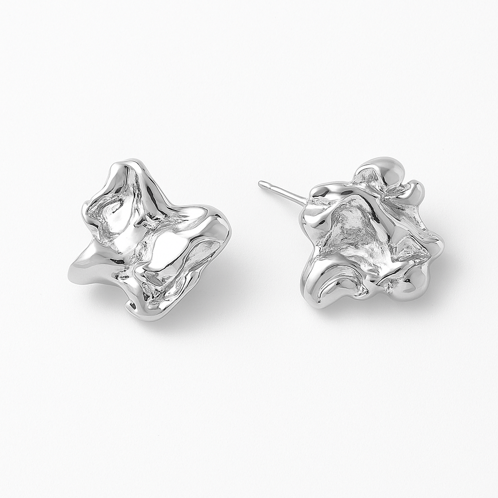 Krøllet Ørestikkere, Platin Farvet Messing, (18mm) - Uniq Perler - 111520