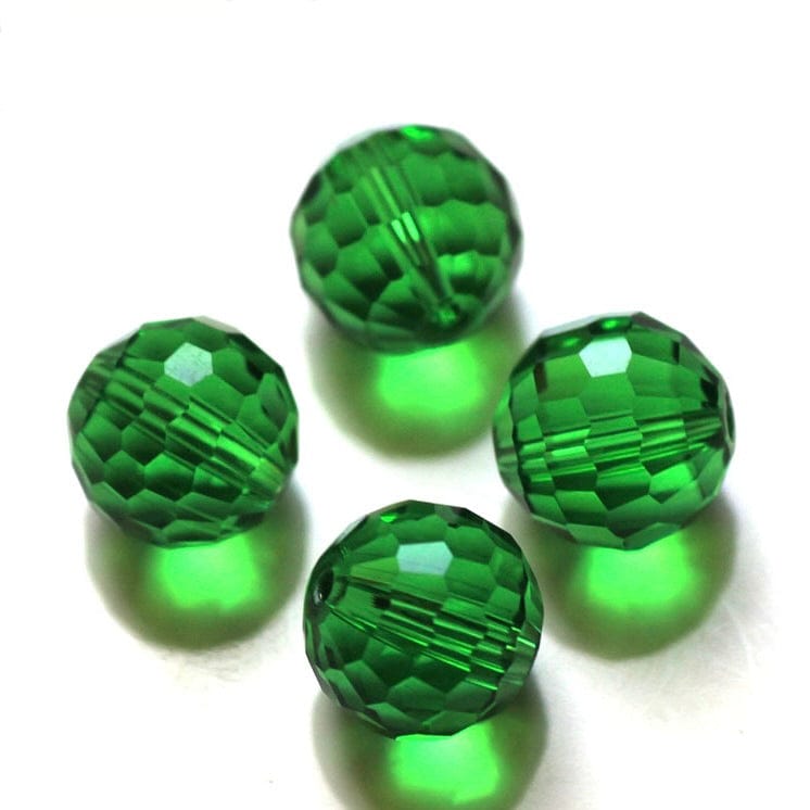 Krystal Perle, Grøn, Facetteret, 10mm, (10 Stk) - Uniq Perler - 112433