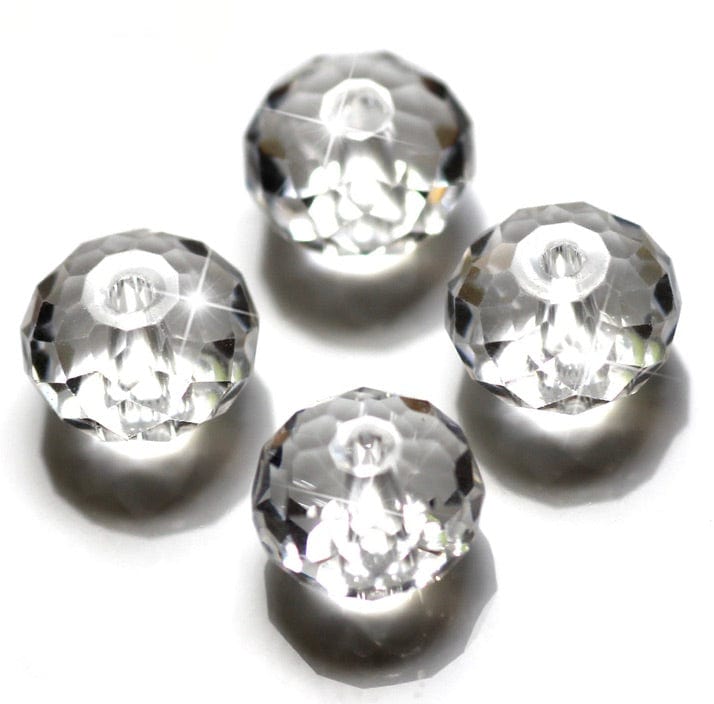 Krystal Perle - Klar, Facetteret (7x10mm), 10 Stk - Uniq Perler - 113757