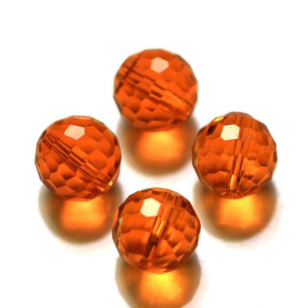 Krystal Perle, Orange, Facetteret, Grade AAA, 10mm, (10 Stk) - Uniq Perler - 116015
