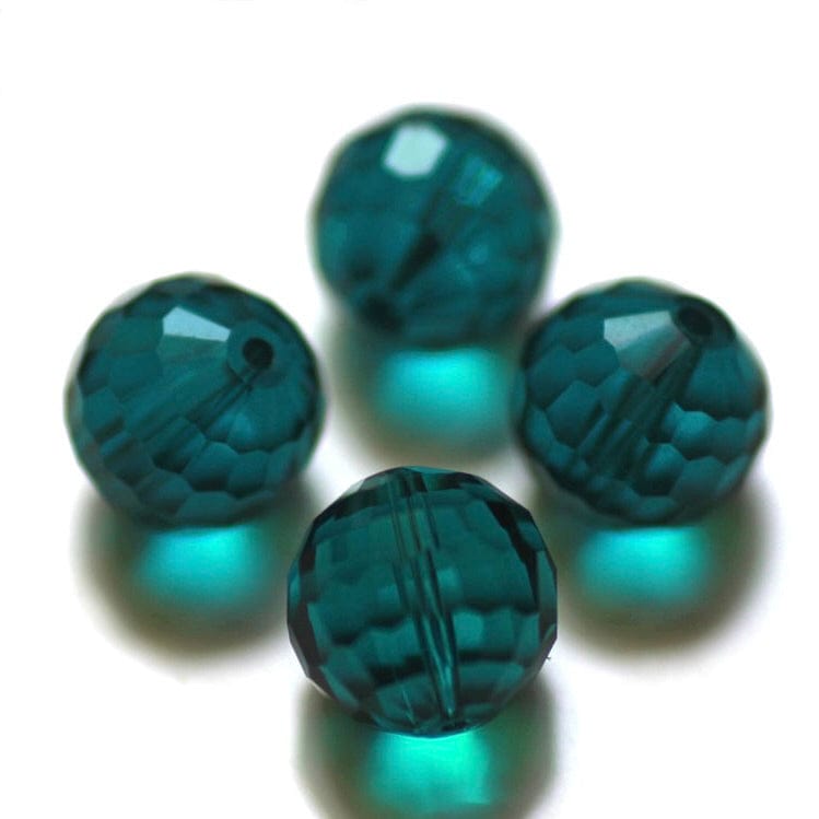 Krystal Perle, Petrol, Facetteret, Grade AAA, 10mm, 10 Stk - Uniq Perler - 112434