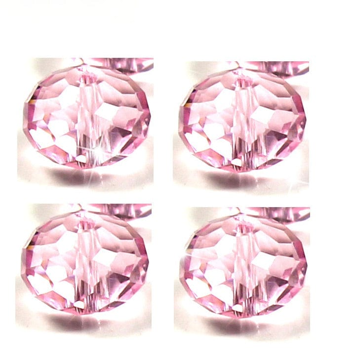 Krystal Perle - Rosa, Facetteret (7x10mm), 10 Stk - Uniq Perler - 113758