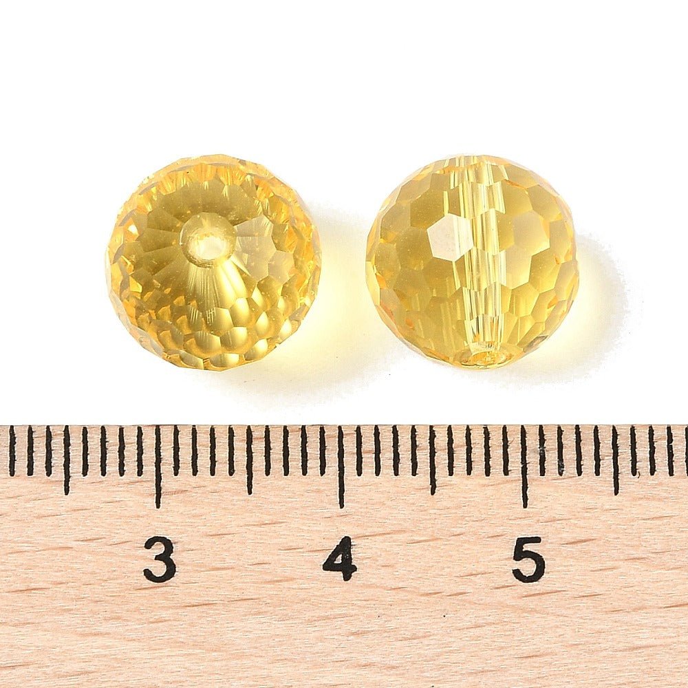 Krystal Perler – Champagne Gul, Facetteret Rund (12mm) 8 stk. - Uniq Perler - 121199
