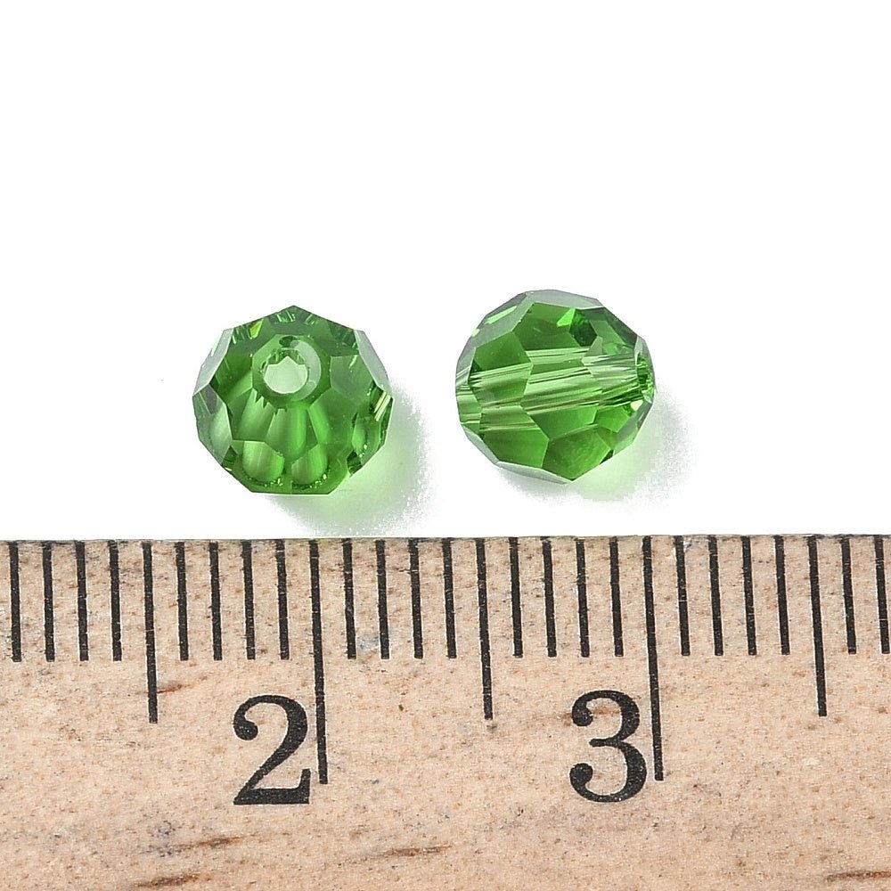 Krystal Perler - Grøn Facetteret (6mm, 10 Stk) - Uniq Perler -